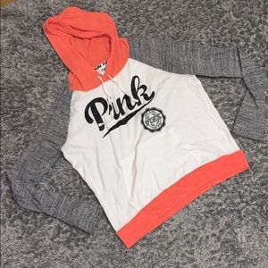 PINK orange long sleeve hoody size large!!